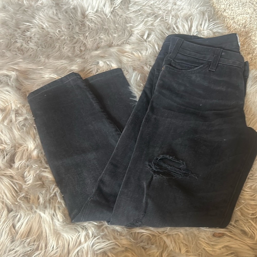 Current Elliot black skinny distress denim no spandex